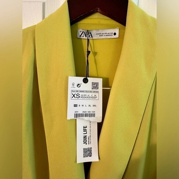 NWT ZARA XS Lime Green Pareo Mini Wrap Blazer Tie Dress SPRING Summer Vacation - Picture 10 of 16